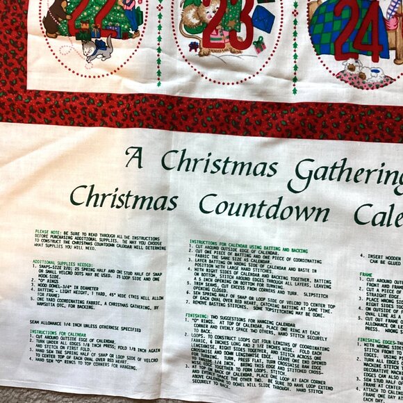 Wamsutta A Christmas Gathering Advent Fabric Panel Calendar Sewing Quilting - Picture 3 of 4
